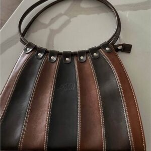 Gucci copy Striped Brown and Black Shoulder Bag